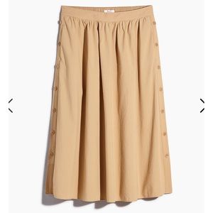 Madewell Signature Poplin Side-Button Midi Skirt EUC